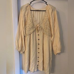 Cream colored PinkBlush long sleeve dress with pockets